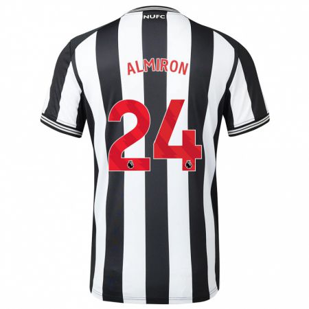 Kandiny Niño Camiseta Miguel Almirón #24 Blanco Negro 1ª Equipación 2023/24 La Camisa Chile