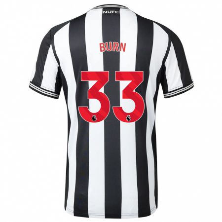 Kandiny Niño Camiseta Dan Burn #33 Blanco Negro 1ª Equipación 2023/24 La Camisa Chile