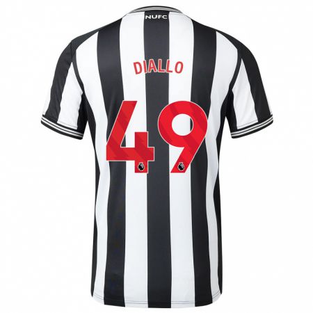 Kandiny Niño Camiseta Amadou Diallo #49 Blanco Negro 1ª Equipación 2023/24 La Camisa Chile