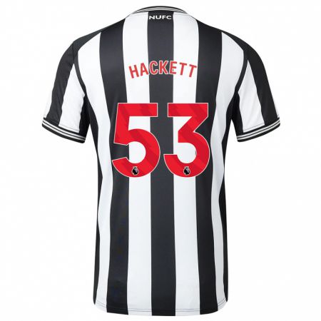 Kandiny Niño Camiseta Jordan Hackett #53 Blanco Negro 1ª Equipación 2023/24 La Camisa Chile