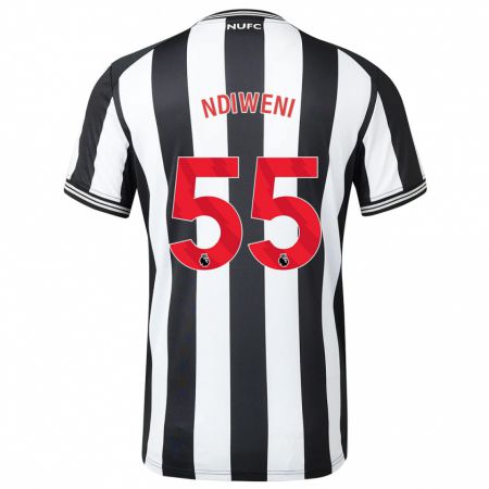 Kandiny Niño Camiseta Michael Ndiweni #55 Blanco Negro 1ª Equipación 2023/24 La Camisa Chile