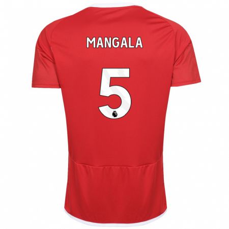 Kandiny Niño Camiseta Orel Mangala #5 Rojo 1ª Equipación 2023/24 La Camisa Chile