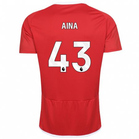 Kandiny Niño Camiseta Ola Aina #43 Rojo 1ª Equipación 2023/24 La Camisa Chile