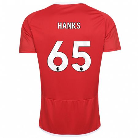 Kandiny Niño Camiseta Justin Hanks #65 Rojo 1ª Equipación 2023/24 La Camisa Chile