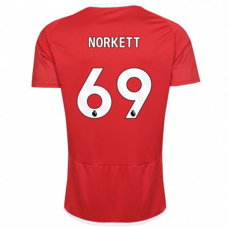 Kandiny Niño Camiseta Manni Norkett #69 Rojo 1ª Equipación 2023/24 La Camisa Chile