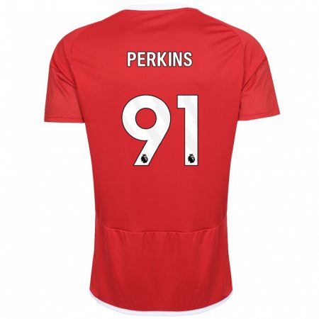 Kandiny Niño Camiseta Jack Perkins #91 Rojo 1ª Equipación 2023/24 La Camisa Chile