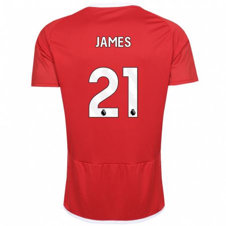 Kandiny Niño Camiseta Hayley James #21 Rojo 1ª Equipación 2023/24 La Camisa Chile