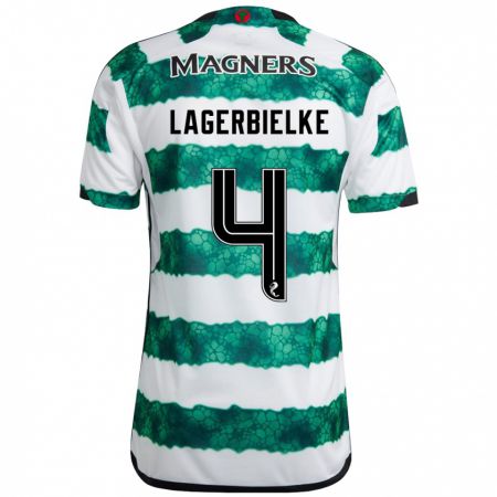 Kandiny Niño Camiseta Gustaf Lagerbielke #4 Verde 1ª Equipación 2023/24 La Camisa Chile