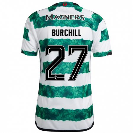 Kandiny Niño Camiseta Tiree Burchill #27 Verde 1ª Equipación 2023/24 La Camisa Chile