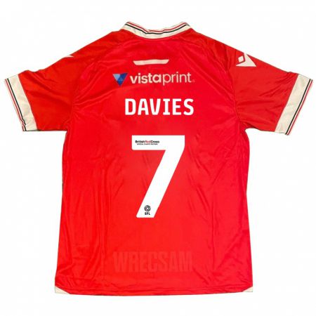Kandiny Niño Camiseta Jordan Davies #7 Rojo 1ª Equipación 2023/24 La Camisa Chile
