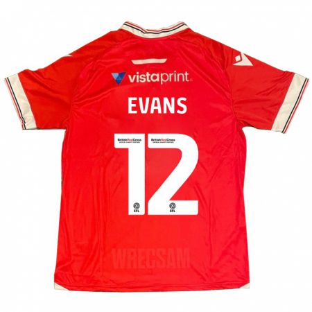 Kandiny Niño Camiseta George Evans #12 Rojo 1ª Equipación 2023/24 La Camisa Chile