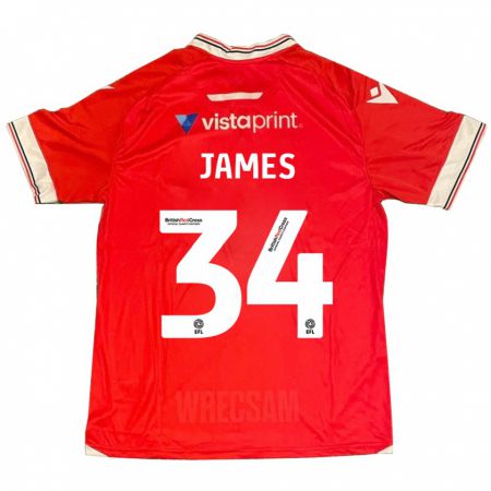 Kandiny Niño Camiseta Aaron James #34 Rojo 1ª Equipación 2023/24 La Camisa Chile
