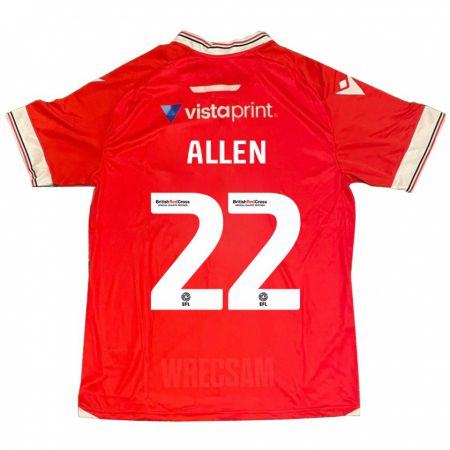 Kandiny Niño Camiseta Keren Allen #22 Rojo 1ª Equipación 2023/24 La Camisa Chile