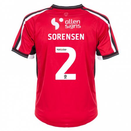 Kandiny Niño Camiseta Lasse Sörensen #2 Rojo 1ª Equipación 2023/24 La Camisa Chile
