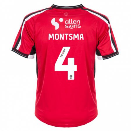 Kandiny Niño Camiseta Lewis Montsma #4 Rojo 1ª Equipación 2023/24 La Camisa Chile
