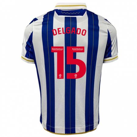 Kandiny Niño Camiseta Juan Delgado #15 Azul Blanco 1ª Equipación 2023/24 La Camisa Chile