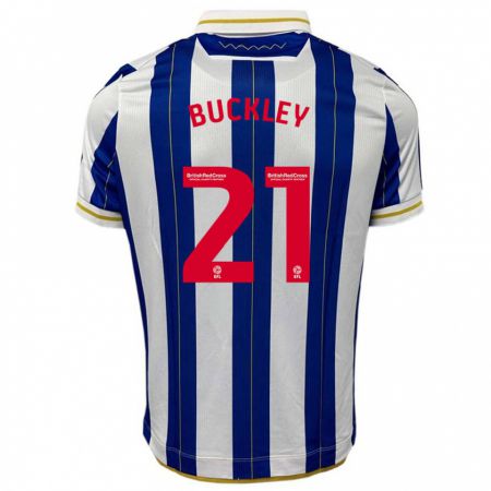 Kandiny Niño Camiseta John Buckley #21 Azul Blanco 1ª Equipación 2023/24 La Camisa Chile