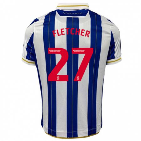 Kandiny Niño Camiseta Ashley Fletcher #27 Azul Blanco 1ª Equipación 2023/24 La Camisa Chile