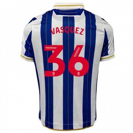 Kandiny Niño Camiseta Devis Vásquez #36 Azul Blanco 1ª Equipación 2023/24 La Camisa Chile
