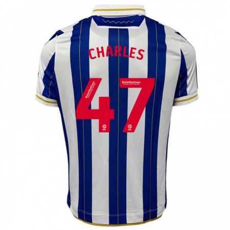 Kandiny Niño Camiseta Pierce Charles #47 Azul Blanco 1ª Equipación 2023/24 La Camisa Chile