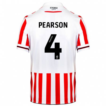 Kandiny Niño Camiseta Ben Pearson #4 Rojo Blanco 1ª Equipación 2023/24 La Camisa Chile