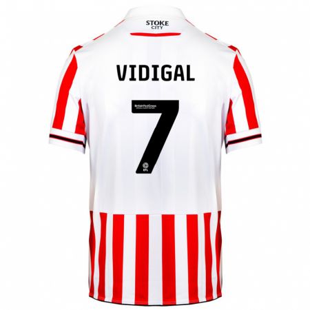 Kandiny Niño Camiseta André Vidigal #7 Rojo Blanco 1ª Equipación 2023/24 La Camisa Chile