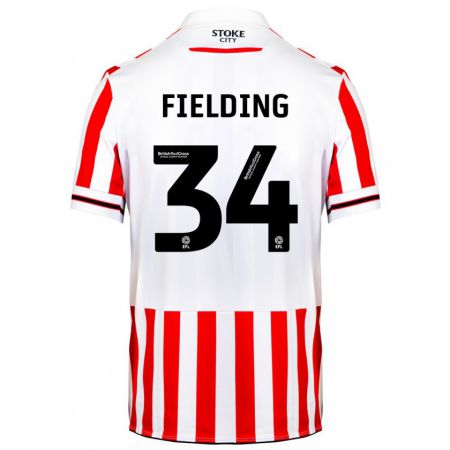 Kandiny Niño Camiseta Frank Fielding #34 Rojo Blanco 1ª Equipación 2023/24 La Camisa Chile