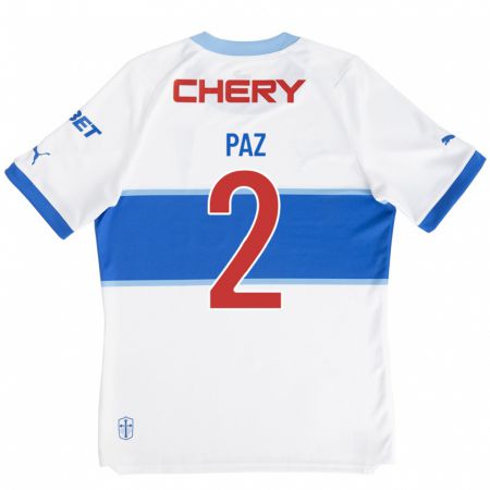 Kandiny Niño Camiseta Nehuén Paz #2 Blanco 1ª Equipación 2023/24 La Camisa Chile
