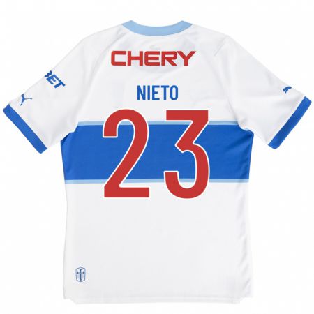 Kandiny Niño Camiseta Byron Nieto #23 Blanco 1ª Equipación 2023/24 La Camisa Chile