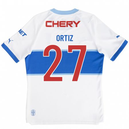 Kandiny Niño Camiseta Jorge Ortiz #27 Blanco 1ª Equipación 2023/24 La Camisa Chile