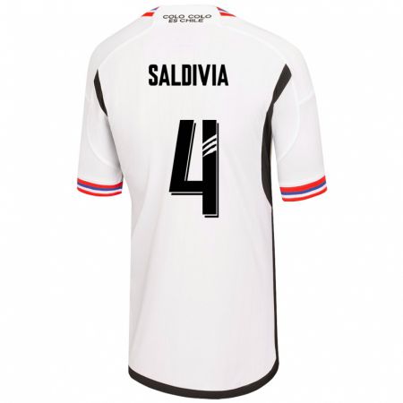 Kandiny Niño Camiseta Alan Saldivia #4 Blanco 1ª Equipación 2023/24 La Camisa Chile