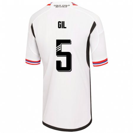 Kandiny Niño Camiseta Leonardo Gil #5 Blanco 1ª Equipación 2023/24 La Camisa Chile