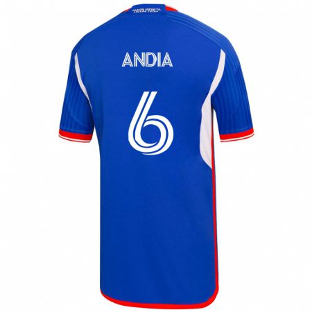 Kandiny Niño Camiseta Yonathan Andía #6 Azul 1ª Equipación 2023/24 La Camisa Chile