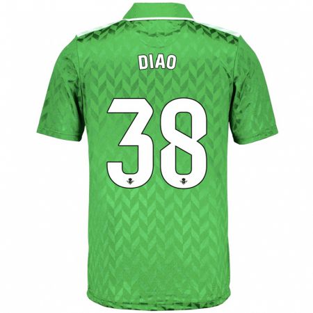 Kandiny Niño Camiseta Assane Diao #38 Verde 2ª Equipación 2023/24 La Camisa Chile