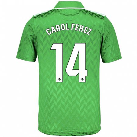 Kandiny Niño Camiseta Carolina Férez Méndez #14 Verde 2ª Equipación 2023/24 La Camisa Chile