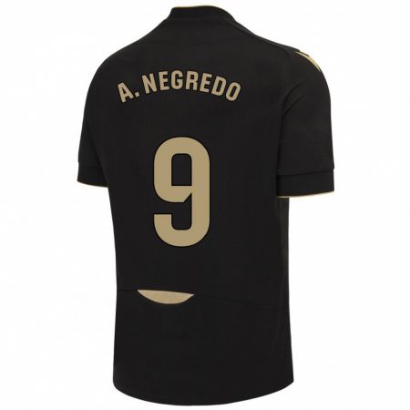 Kandiny Niño Camiseta Álvaro Negredo #9 Negro 2ª Equipación 2023/24 La Camisa Chile