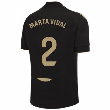 Kandiny Niño Camiseta Marta Vidal Vela #2 Negro 2ª Equipación 2023/24 La Camisa Chile
