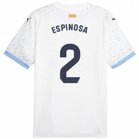 Kandiny Niño Camiseta Bernardo Espinosa #2 Blanco 2ª Equipación 2023/24 La Camisa Chile
