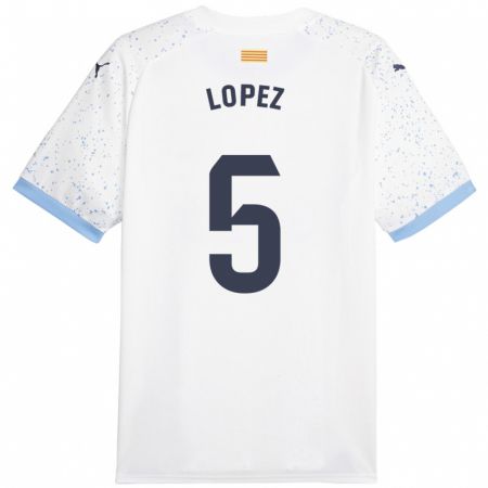 Kandiny Niño Camiseta David López #5 Blanco 2ª Equipación 2023/24 La Camisa Chile