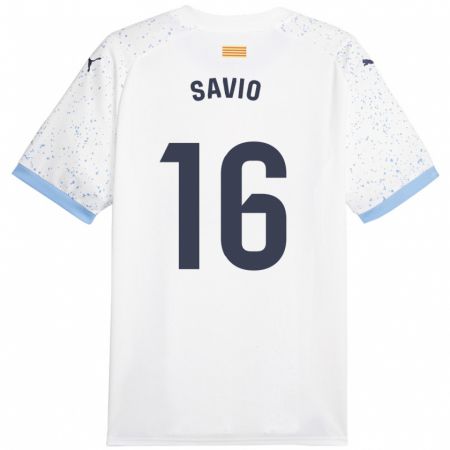 Kandiny Niño Camiseta Sávio #16 Blanco 2ª Equipación 2023/24 La Camisa Chile