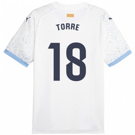 Kandiny Niño Camiseta Pablo Torre #18 Blanco 2ª Equipación 2023/24 La Camisa Chile