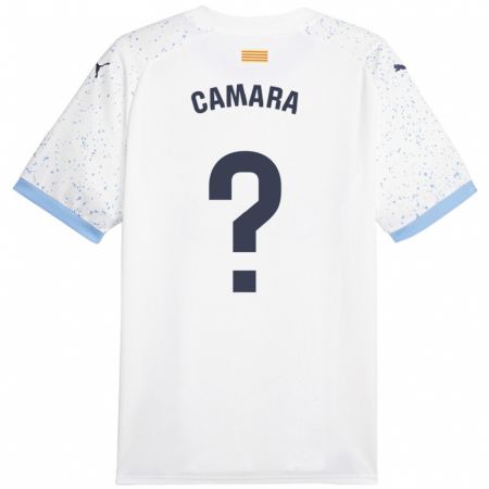 Kandiny Niño Camiseta Dawda Camara #0 Blanco 2ª Equipación 2023/24 La Camisa Chile