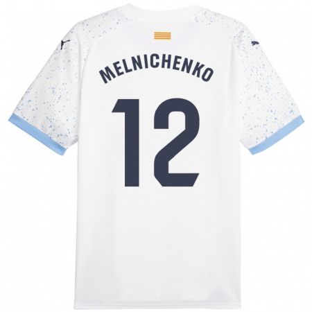 Kandiny Niño Camiseta Dmytro Melnichenko #12 Blanco 2ª Equipación 2023/24 La Camisa Chile