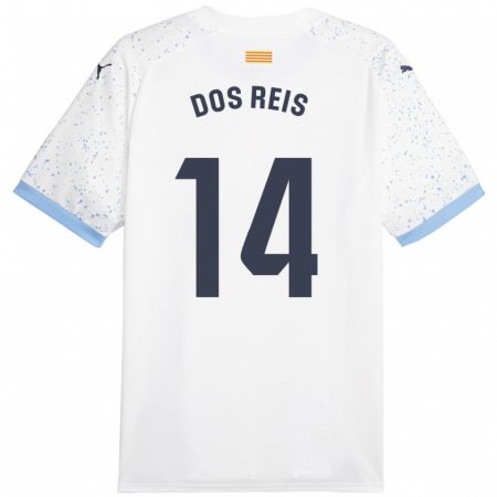 Kandiny Niño Camiseta Leo Dos Reis #14 Blanco 2ª Equipación 2023/24 La Camisa Chile
