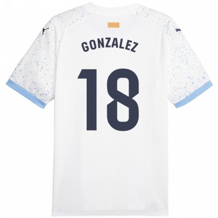 Kandiny Niño Camiseta Gerard González #18 Blanco 2ª Equipación 2023/24 La Camisa Chile