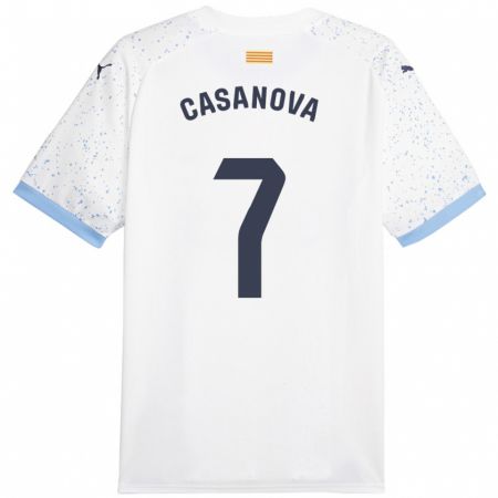 Kandiny Niño Camiseta Àstrid Casanova #7 Blanco 2ª Equipación 2023/24 La Camisa Chile