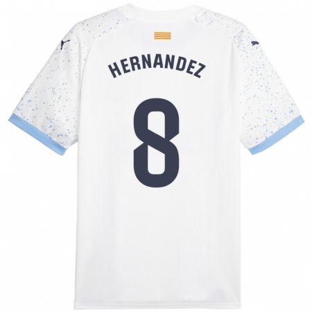 Kandiny Niño Camiseta Sofia Hernández #8 Blanco 2ª Equipación 2023/24 La Camisa Chile