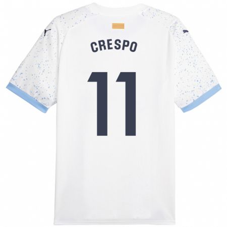 Kandiny Niño Camiseta Lydia Crespo #11 Blanco 2ª Equipación 2023/24 La Camisa Chile