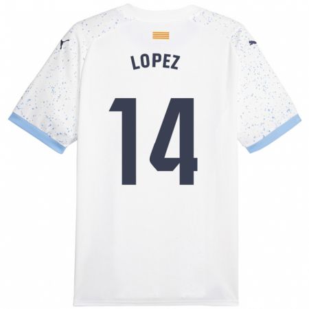 Kandiny Niño Camiseta Judith López #14 Blanco 2ª Equipación 2023/24 La Camisa Chile