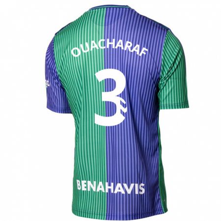 Kandiny Niño Camiseta Bilal Ouacharaf #3 Verde Azul 2ª Equipación 2023/24 La Camisa Chile